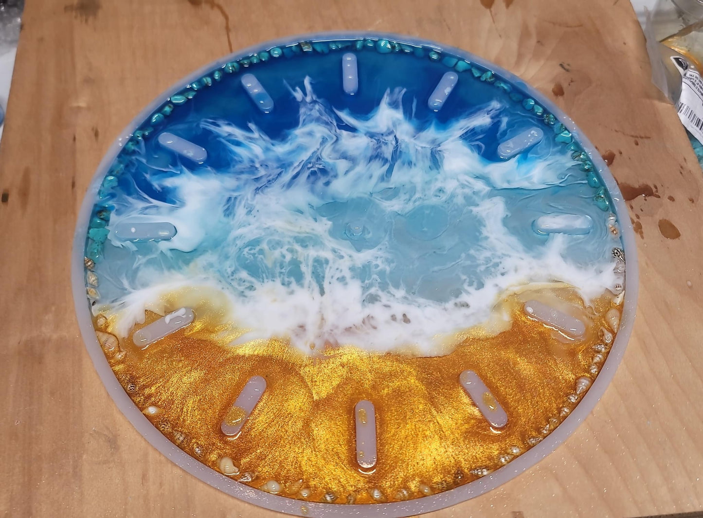 Epoxy Resin Ocean Waves Clock