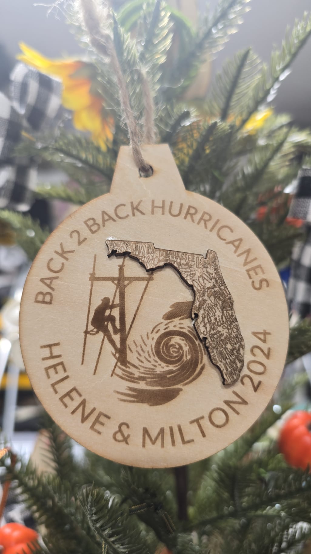 Hurricane Helene and Milton Christmas Ornament