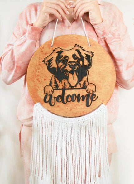 Personalized Wood Dog Welcome Door Hanger Sign